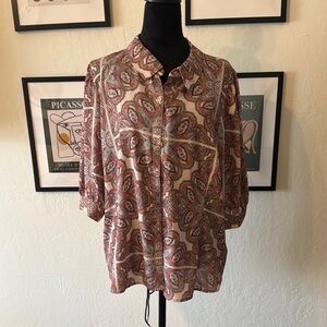 Tommy Hilfiger Blue and Pink Casual Button Down Shirt- NWOT